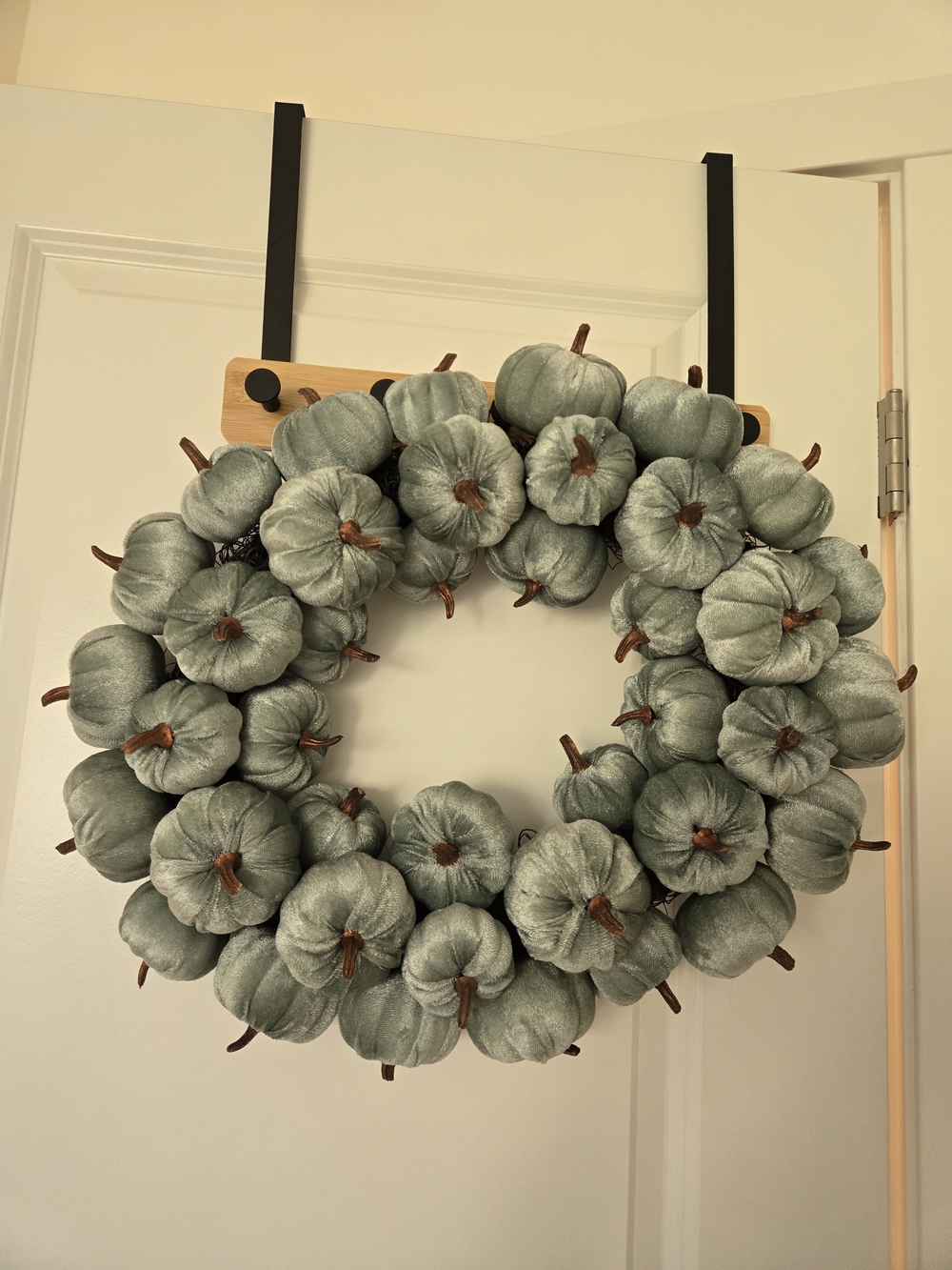 Bella Luxx Velvet Pumpkin Wreath in Sage Green